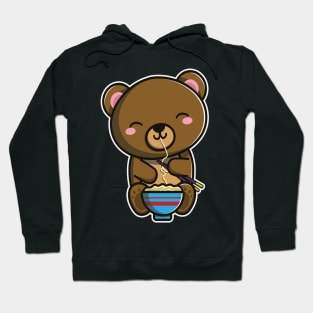 Cute Japanese Bear Eating Ramen Noodle Kawaii Bear for kids design Hoodie